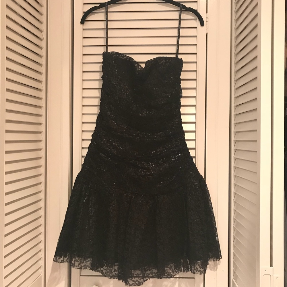 Black Betsey Johnson Lace Strapless Dress